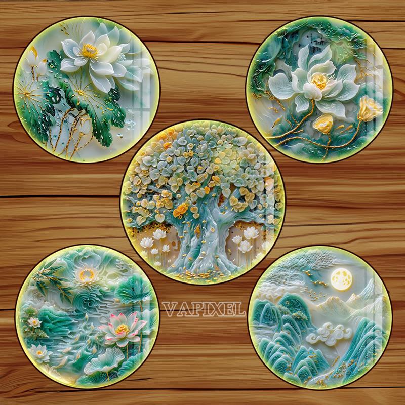 Đèn led hào quang giả ngọc chạm khắc nổi sâu decor sau tượng phật, phòng thờ phòng thiền trang trí góc tu tập nhà cửa Decor Phòng Trang Trí Nhà Tranh tranh  phong