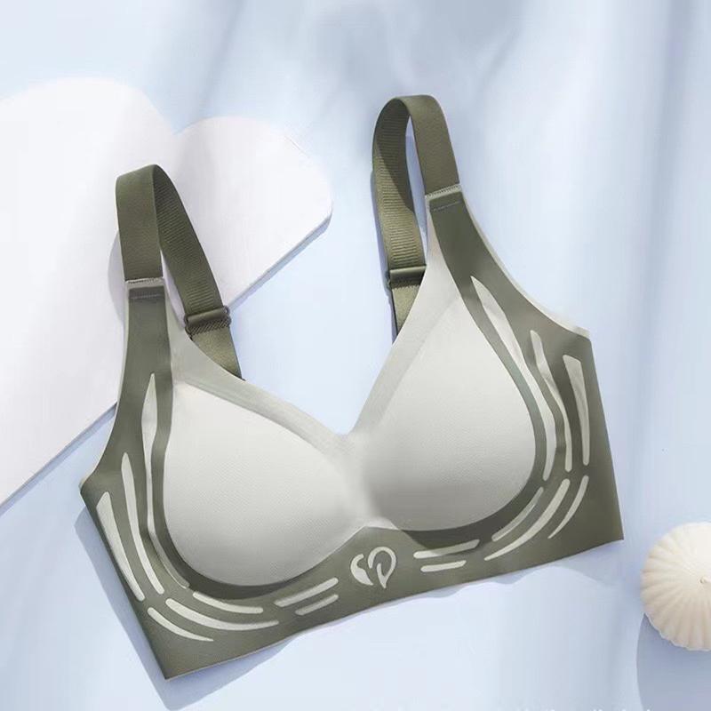 Seamless Contrasting Color Fixed Cup Women's Underwear, Push-up And Comfortable, Breast-shrinking And Beautiful Back Bra 1
