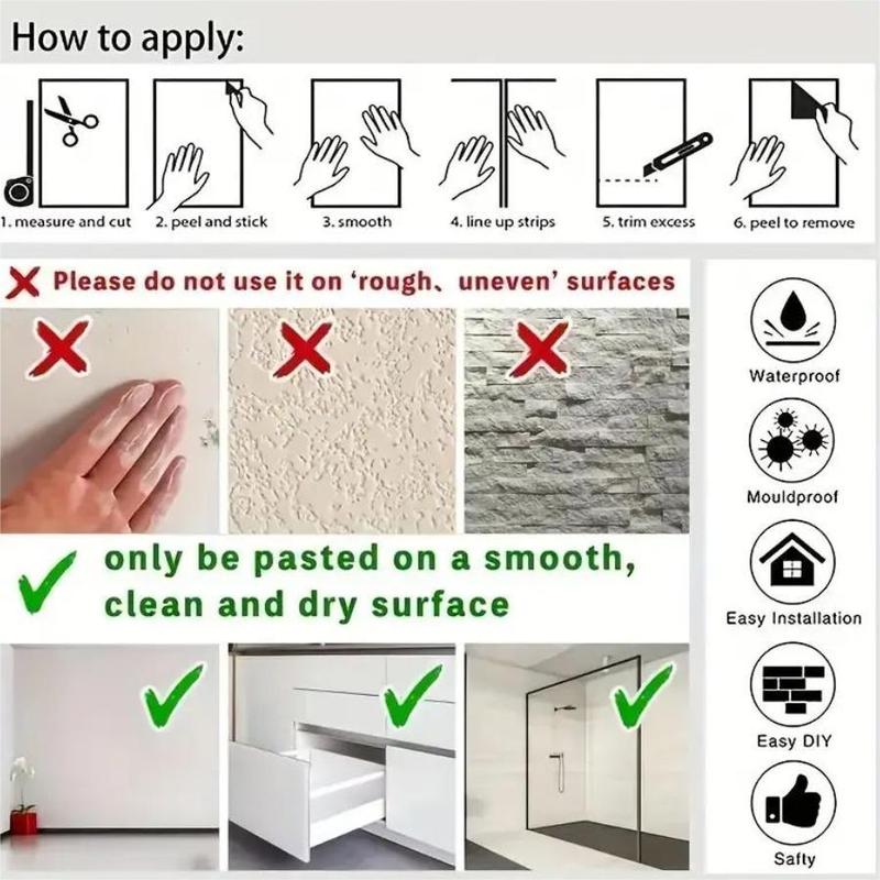 3D Wall Sticker, PVC Tile Stickers, Home Renovation Remodeling Decorative Self-adhesive Wallpaper for Living Room, Bathroom 7