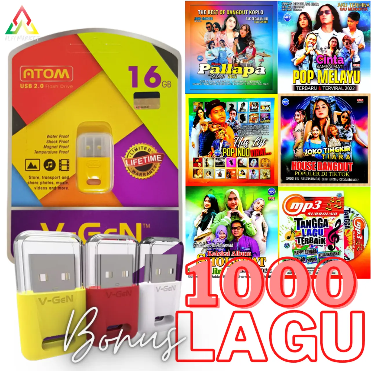 Bonus isi 1000 Lagu Flash Disk ATOM VGEN 16GB Compact Flash