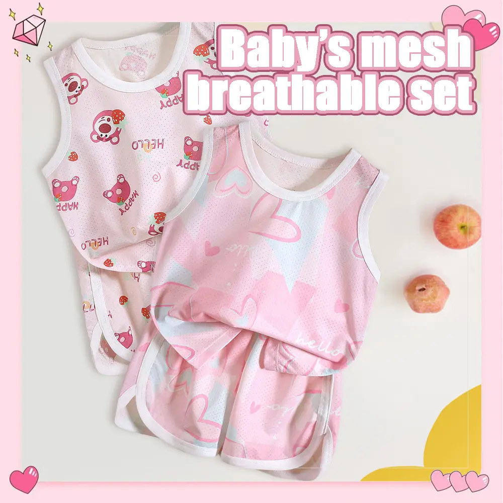 Kids Girls Boys Clothes Cute Terno Sando Shorts Set Girl Sando Top Short For Baby  Boys Terno Pambahay Girls Clothes Unisex ﻿girl Mesh Breathable Suit Baby kids sando terno for girl w/shorts two piece set
