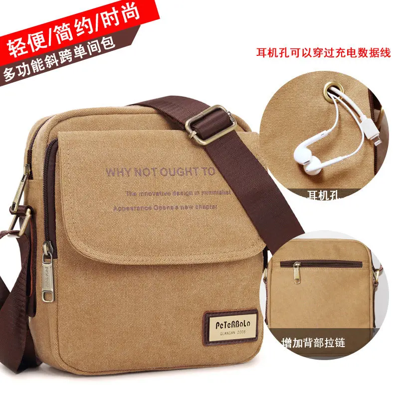 Túi Vải Bố Dễ Phối Đồ Cho Nam, Peterbolo, Túi Đeo Vai, Túi Messenger Thường Ngày Phong Cách Ins, Hàng Mới Về 2024