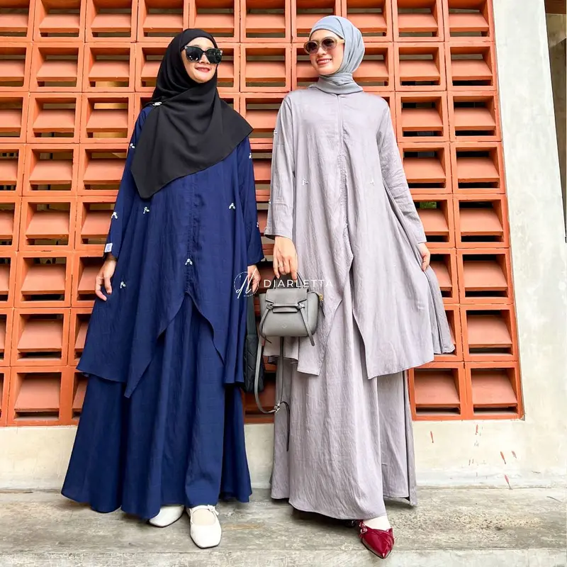 Berlianna Set Rok Permata Payet Polo Linen Busui Friendly Rok Umbrella  Diarletta Premium Quality 7