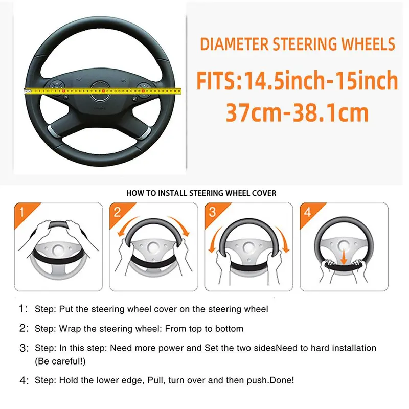 Car Steering Wheel Cover, Cute Heart Pattern Steering Wheel Cover, Car Interior Accessories For Daily Life 1