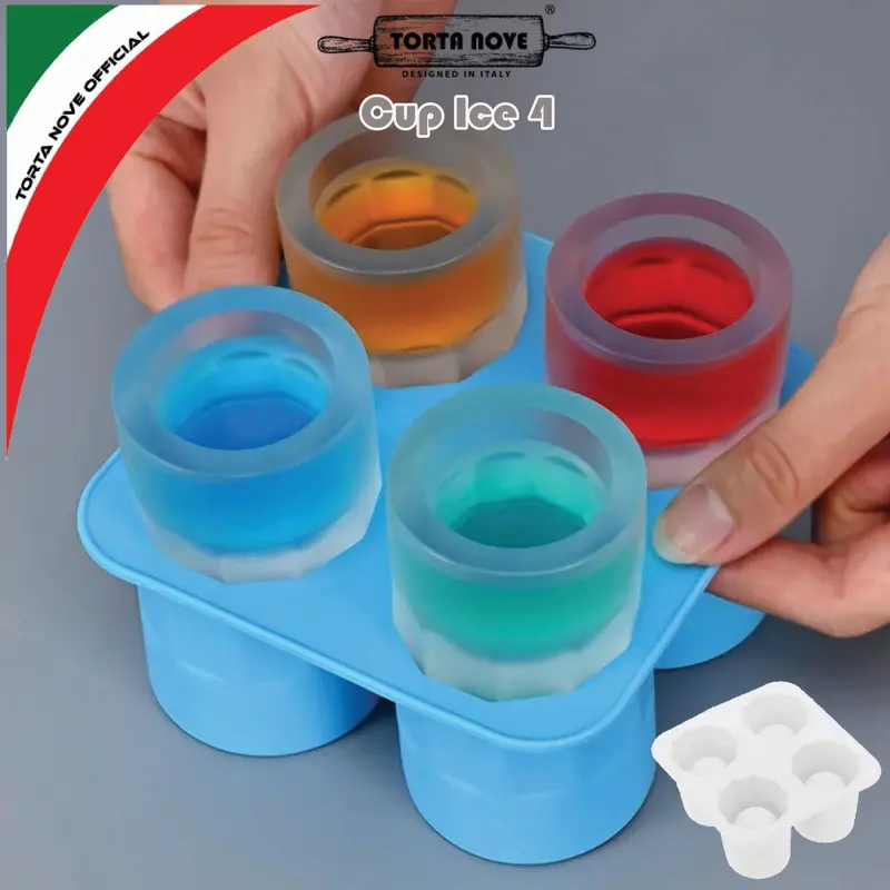 Cetakan es batu bolong tengah silikon bentuk gelas silicone bulat Cetakan coklat cup ice 4 Putih Cream Kitchenware 6