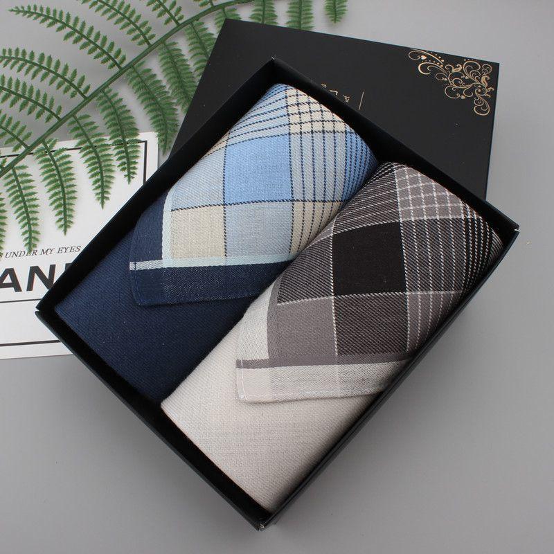 Khăn Tay Cotton, Hoàn Toàn Mới, Dành Cho Nam Giới, Phong Cách Doanh Nhân, Mềm Mại Và Thấm Hút Mồ Hôi, Thiết Kế Vuông, Làm Bằng Cotton Chải Kỹ, Thích Hợp Làm Quà Tặng Cho Người Già, Đi Kèm Trong Hộp Quà Hoa 1