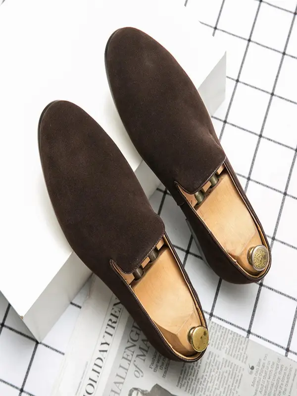 Men's Casual Plain Color Slip-on Loafers, Fashionable Comfortable Loafers for Daily Wear, Lightweight Breathable Shoes for All Seasons 0