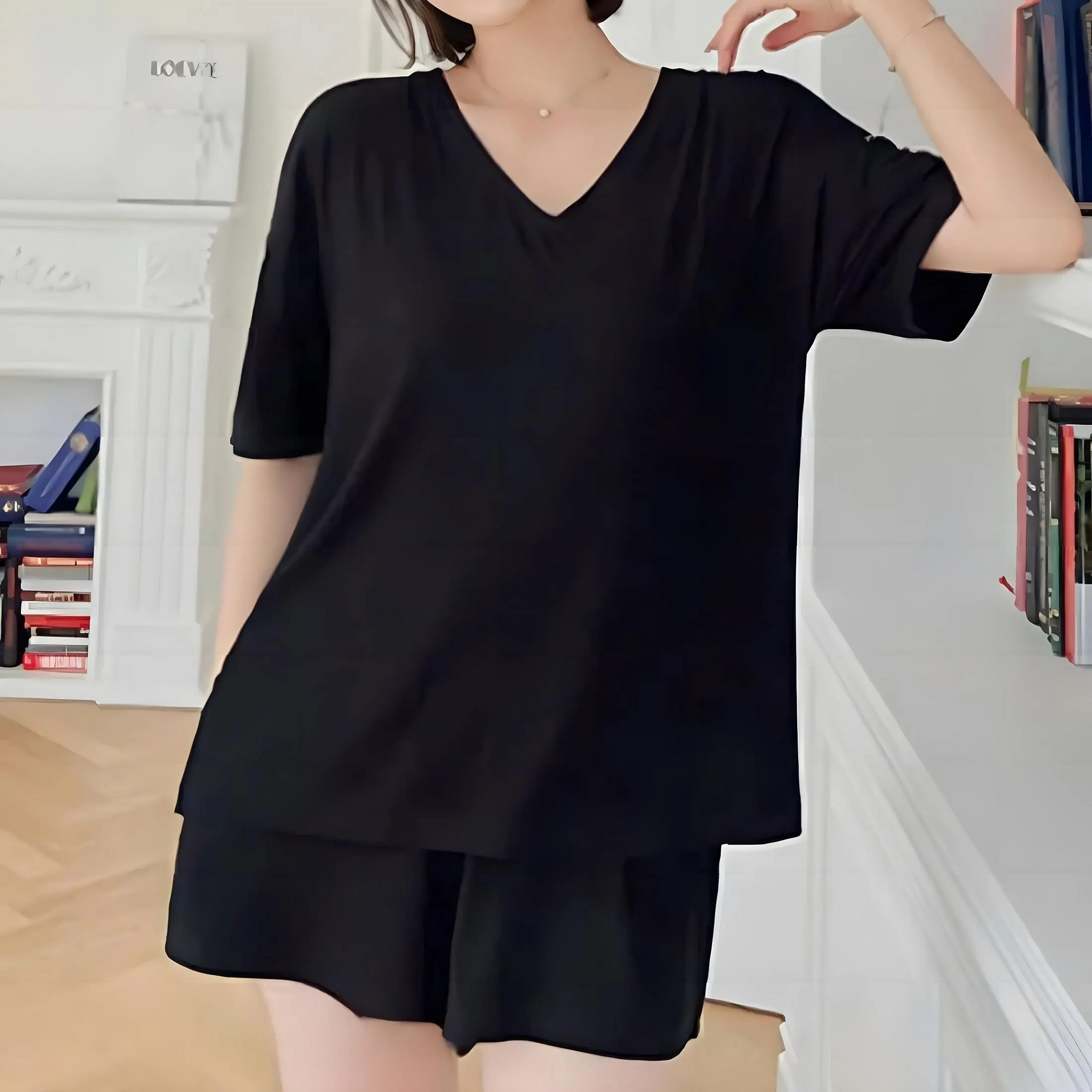 Bộ Đùi Nữ Mùa Hè Mặc Nhà Thể Thao Form Rộng Mềm Mát Women Áo Top