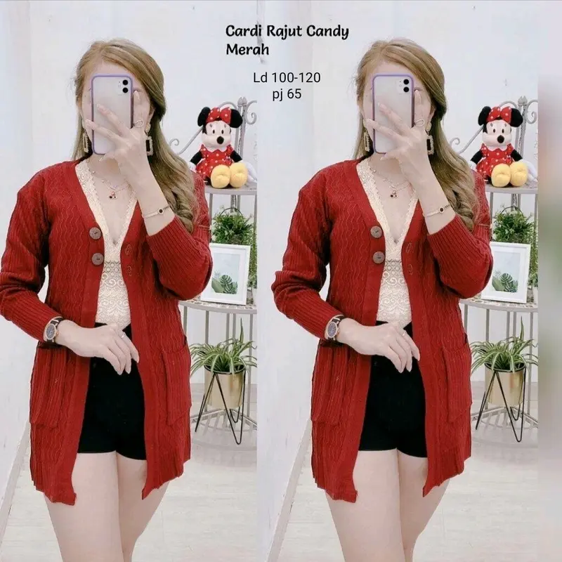 outer Rajut cardy Candy Kancing 2