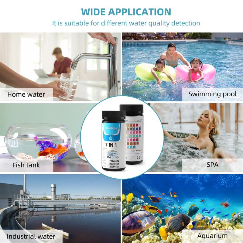 7-in-1 Test Strips Spa and Pool Test Strips Tester Testing Kit for Total Hardness/Total Chlorine/Free Chlorine/Bromine/pH/Total Alkalinity/Nitrite 50ct 3
