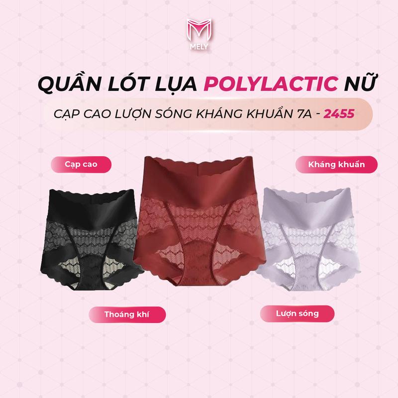 Quần lót lụa polylactic nữ 2455 cạp cao lượn sóng kháng khuẩn 7A thoáng khí Women 0