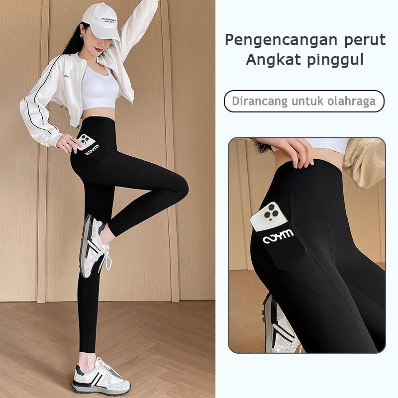 Sports Legging Polos Tebal  Leging  Wanita Pinggang High Waist Legging Panjang Kebugaran Yoga Lari Dengan Saku Comfortable  Stretchy sports bottoms 998 Outdoor 5