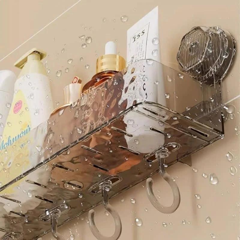 Product Introduction of Kệ Để Đồ Nhà Tắm, Nhà Bếp Trong Suốt Chịu Lực Tốt Có Móc Treo,Móc Hút Chân Không Treo Đồ Chắc Chắn keg i keg i kệ  góc 34