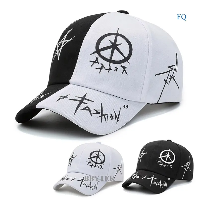 Mũ Bóng Chày Snapback Graffiti, Thiết Kế Graffiti, Chắp Vá Đen Trắng, Dành Cho Nam Và Nữ, Mũ Hip Hop, Mũ Bố Thời Trang, Mũ Khóa Thường Ngày