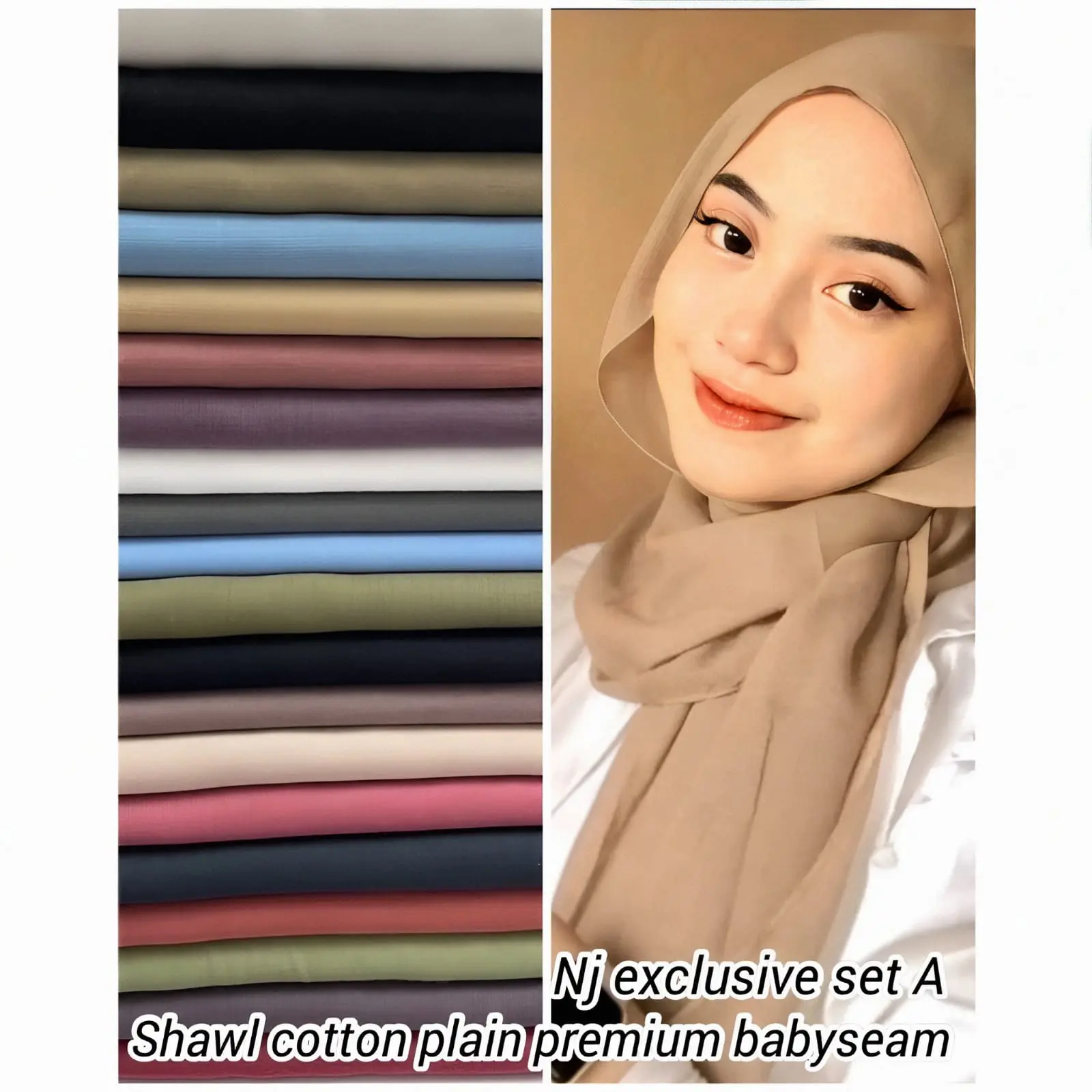 Shawl Cotton Voile Plain Premium panjang 1.8 meter lebar 70cm Cotton Square Hijab