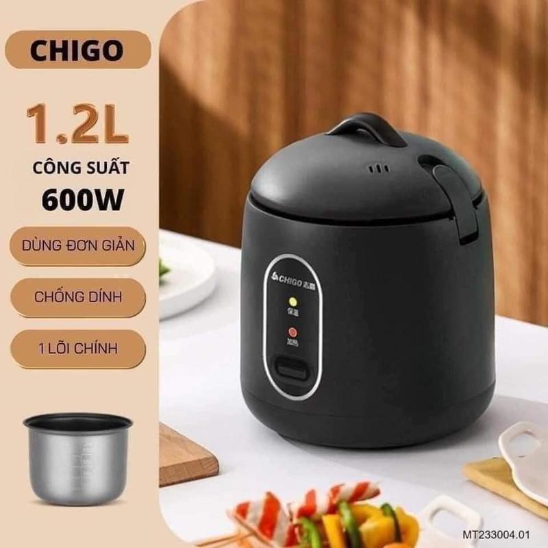 Nồi Cơm Điện Mini Chigo chống dính, Nồi Nấu Đa Năng, Nấu Cơm, Hầm Cháo, Hấp, Luộc phù hợp 1-2 người ăn.Dung Tích 1.2L nồi cơm điện  nắp rời dung tích thực 800 mililít Cooker