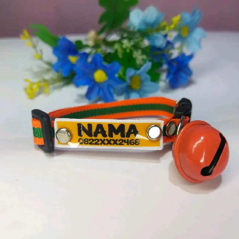 Kalung kucing custom nama, lonceng 22mm 6