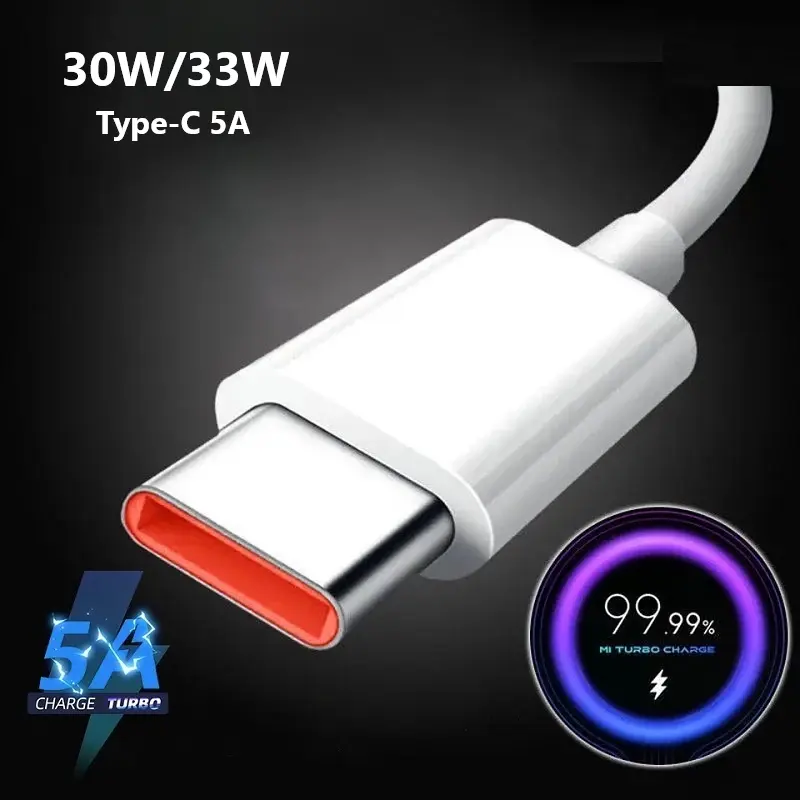Kabel Caj Turbo Jenis C, SATU Belas 2, Pengecasan 30W / 33W, Kelajuan Pengecasan 5A, Serasi dengan Redmi 10T Pro, Nota 10 Pro, Poco F3, Poco X3 dan lain-lain