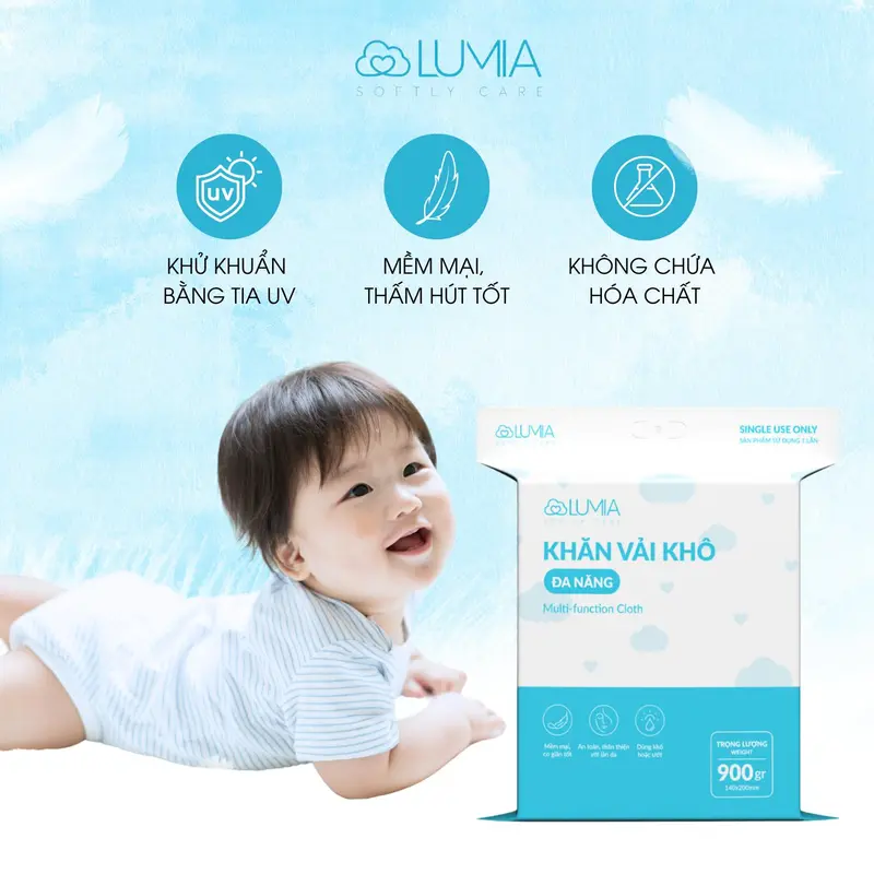 [Đa Kho] [Tặng Gói 600G] Combo 2 Túi 900GR VÀ 300GR Khăn Vải Khô Đa Năng Dành Cho Mẹ Và Bé Lumia An Toàn  Cho Bé 4