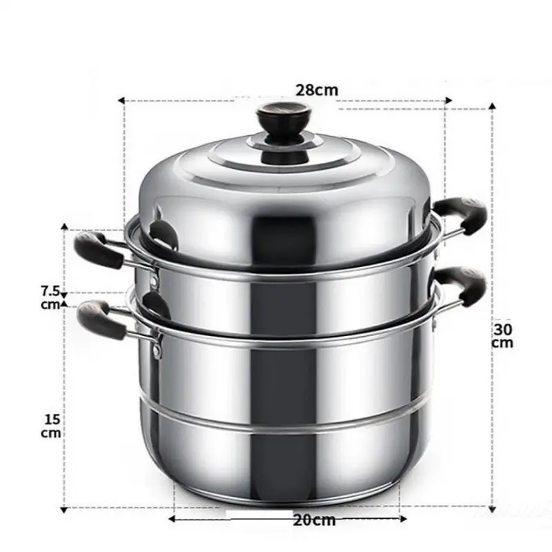 ￼Nồi Hấp Inox 3 Tầng 28cm Melli Tặng Kèm Xửng Hấp, Nồi Hấp Bánh Bao Bánh Flan Hấp Thức Ăn Dùng Cho Cả Bếp Từ Và Bếp Ga 6