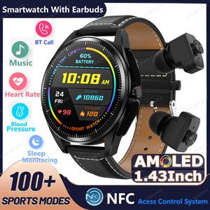 3in1 EarphoneSmart Watch and Bluetooth Earphone Inside Support Music Play Answer Call Mesage Notification AI Voice Assistant Smartwatch 2025 Screen Alarm