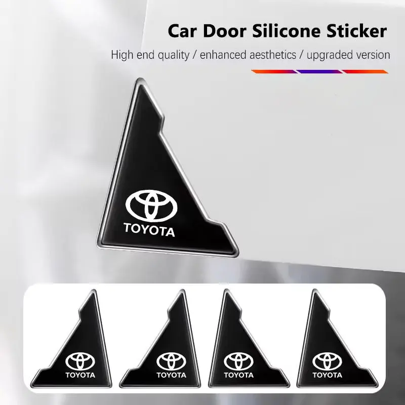 Toyota 2/4Pcs PVC Car Logo Door Corner Sticker Anti-Scratch protector For Toyota Vios Wish Hilux Yaris Rush GR Corolla Cross Avanza Innova Veloz Fortuner Alphard Altis Camry bZ4X RAV4 Harrier