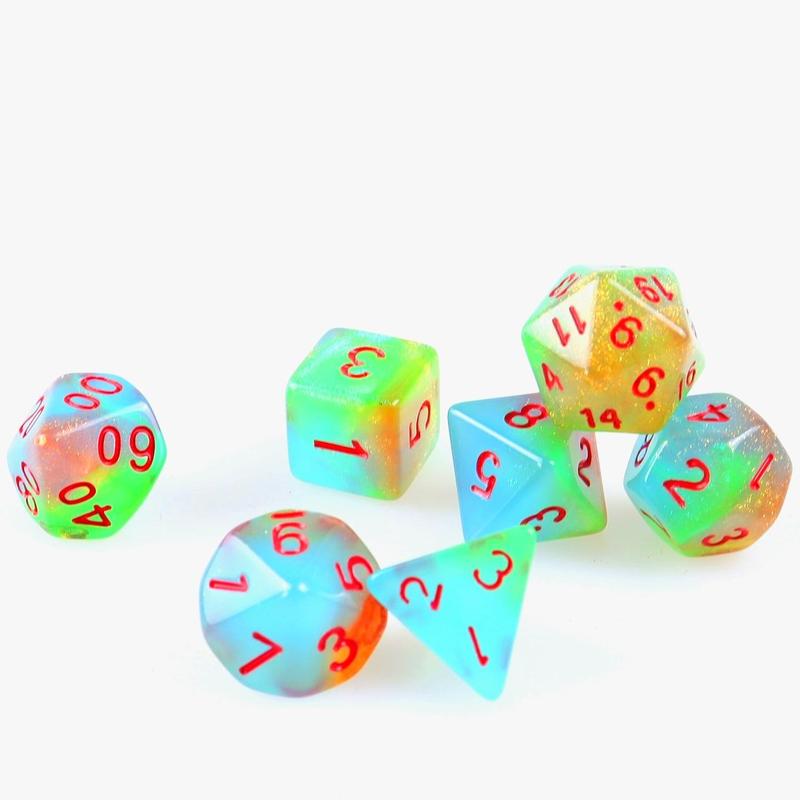 Product Introduction of Multi-sided Irregular Dice Set, 7 Counts/set 3-color Dice, Board Game Dice for Bars and Clubs, Fun Dice Game for Family Parties 2
