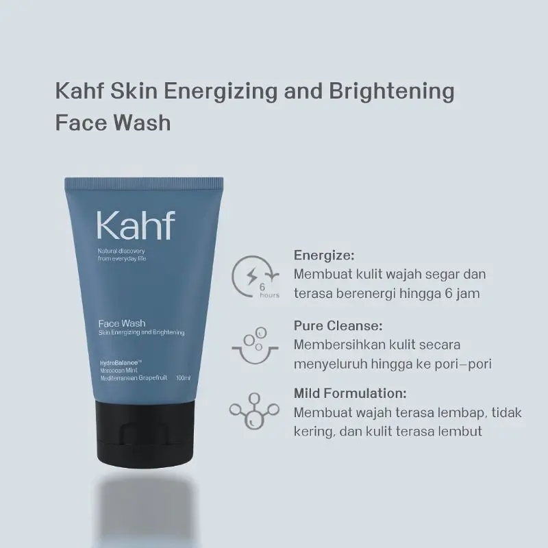 Kahf Face Wash Scrub Skincare Perawatan Wajah Pria dan Remaja untuk Kulit Berminyak Berjerawat Kusam dan Lelah Collection Acne Care, Triple Collection Oil, Skin Energizing & Brightening dan Gentle Exfoliating Scrub 5