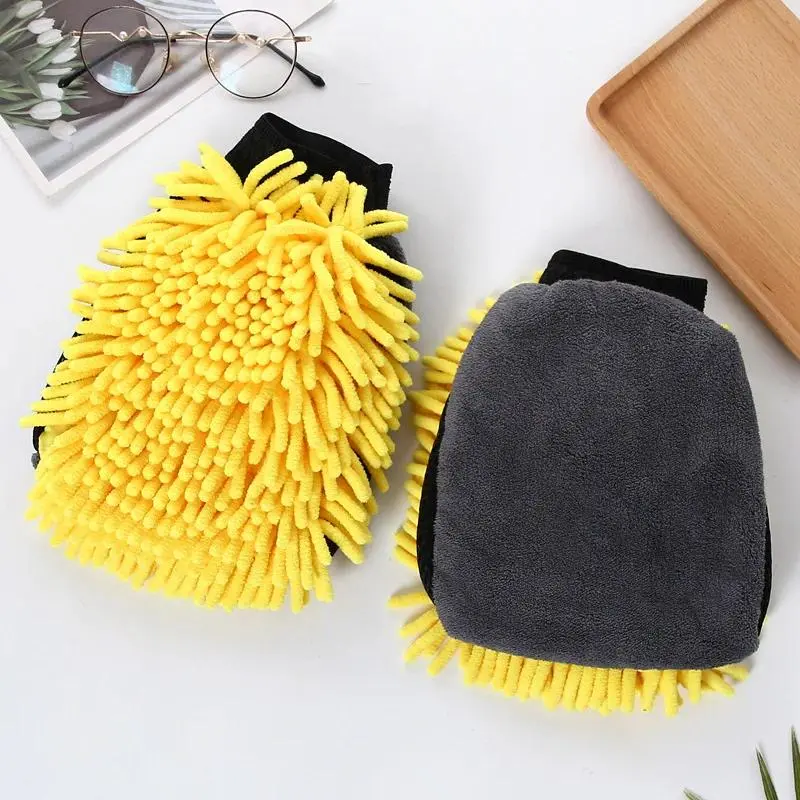 Double-sided Microfiber Washable Car Washing Gloves Cloth Cleaning Accessories Care Car Cleaning Mitt Towel Gloves