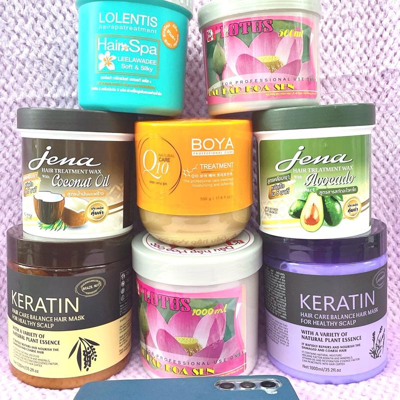 Hấp dầu, kem ủ tóc các loại từ 500ml-1000ml, ( Keratin, hấp sen, ủ dừa Jena, ủ bơ Jena, ủ hoa lan Lolentis, ủ Q10 Boya)