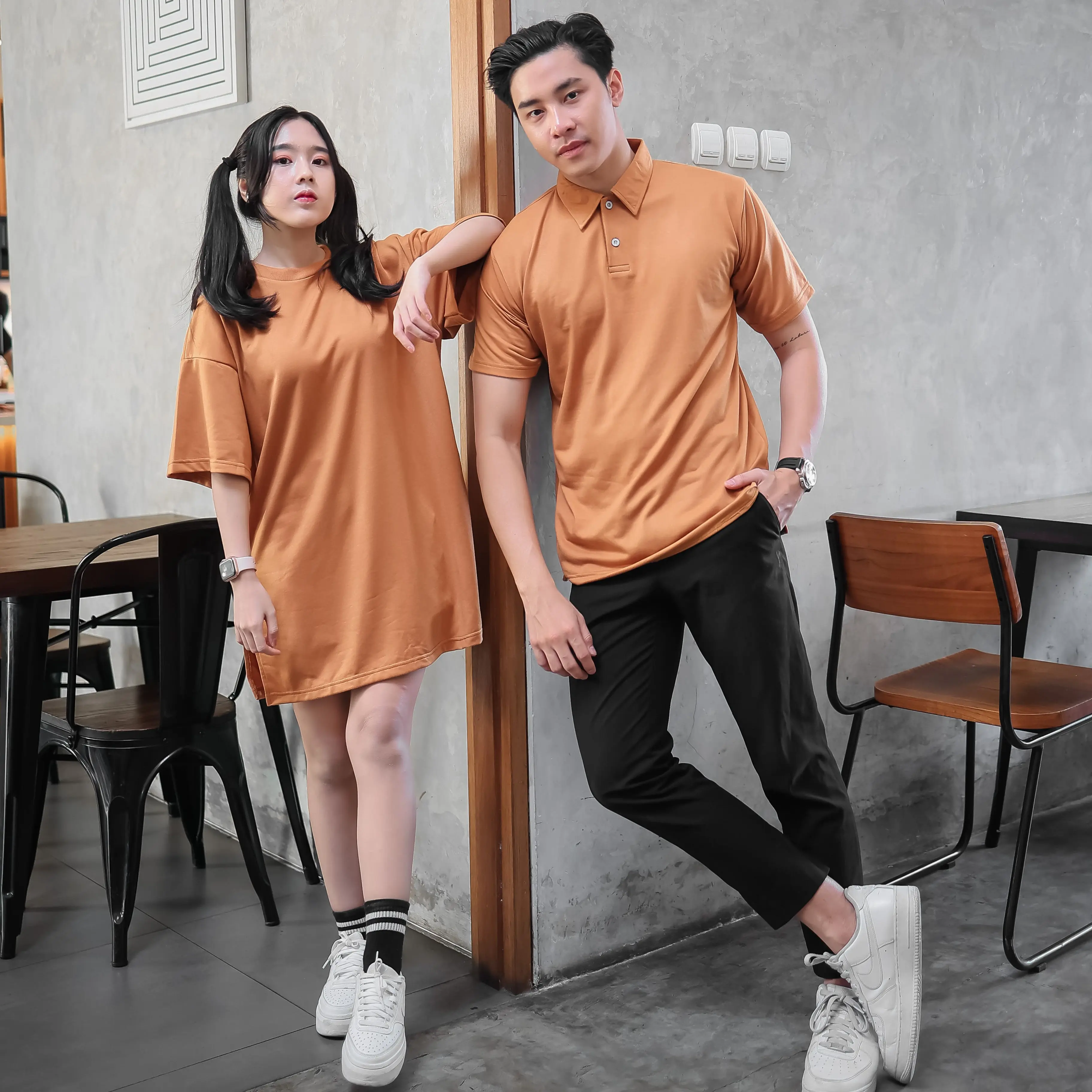 ALESANA  Tshirt Bundling Baju Atasan 1 Setelan Couple Pria Wanita Kaos Pasangan Unisex Polos Pendek Oblong Dewasa Panjang
