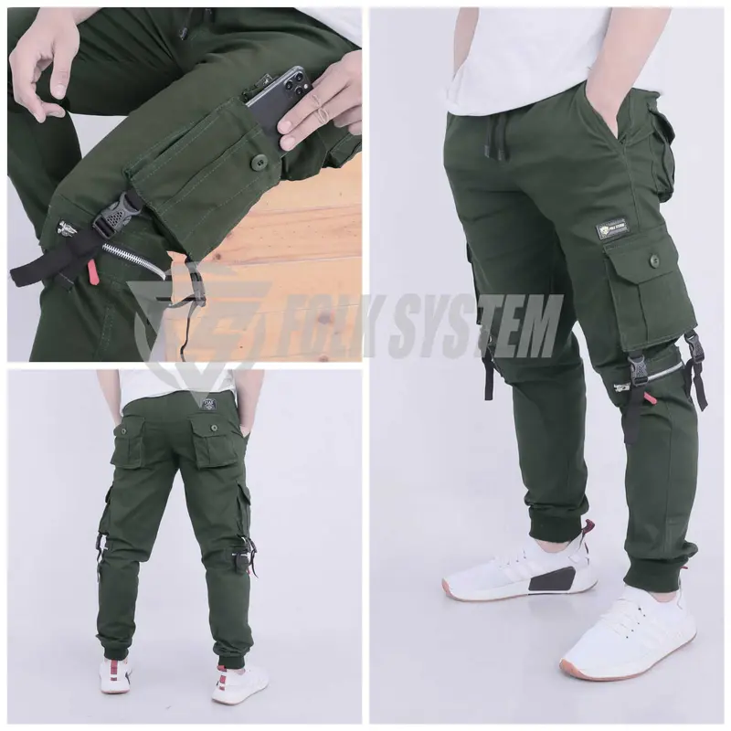 Celana Panjang Chino Jogger Cargo FLK Pria  Folksystem 7