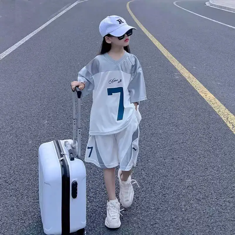 Bộ quần áo thể thao hè bé gái 18-50kg từ 6-16 tuổi số 88 chất cotton bóng. Đồ bộ bé gái, sét đồ bé gái 1