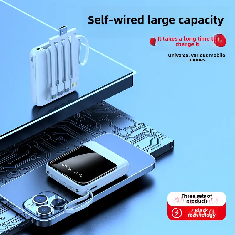 Sạc Dự Phòng, Có Thể Sạc Lại, Kèm Cáp, Mini: 5000 Ma, 10000 Ma, 20000 Ma, Dung Lượng Lớn, Sạc Nhanh, Nguồn Điện Cầm Tay Quà Tặng, Nguồn Điện 2