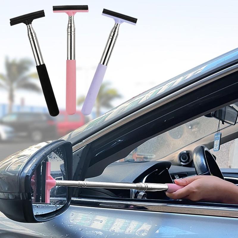 Portable Rubber Car Rearview Mirror Wiper Stainless Steel Retractable ...