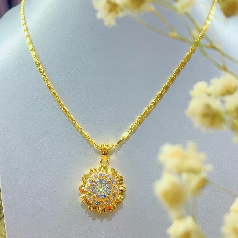  Dây Chuyền Vàng Mạ 18k Mặt Dây CHuyền Vàng Xi Cao Cấp nâu phai dâ y 