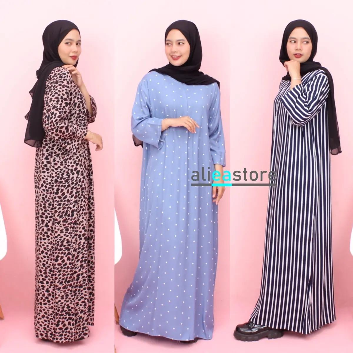 DASTER GAMIS LENGAN 3/4 BUSUI RAYON Muslim Samping Dress Wanita Motif