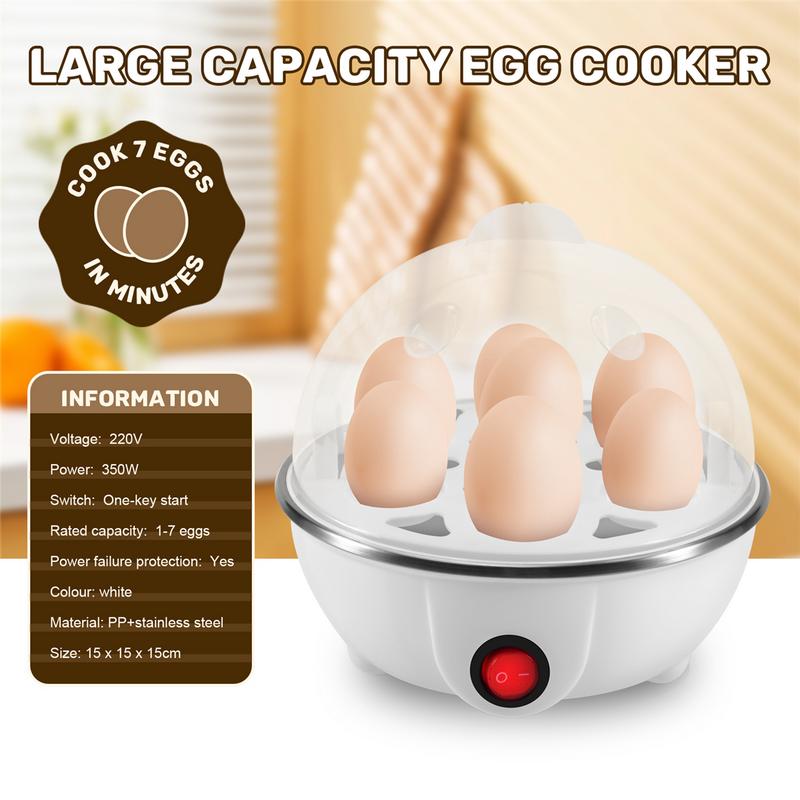 Electric Boiled Egg Cooker Boiler Maker Rapid Heating Stainless Steel Steamer Pan Cooking Tool,White EU Plug 3