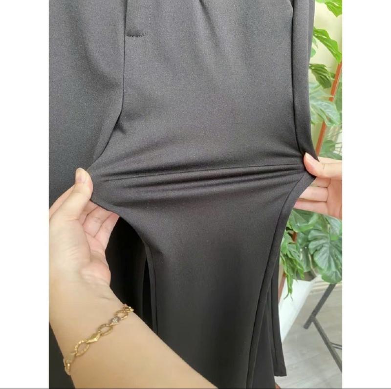 Quần loe khóa trước cạp cao chất  umi hàn mềm mịn 2