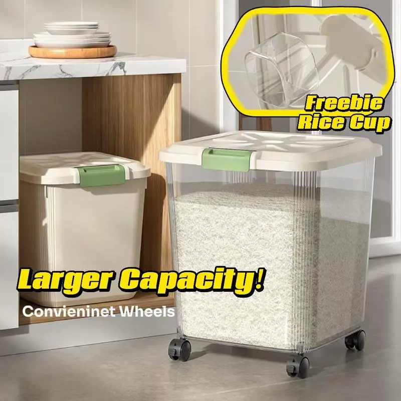 Bin De Rico Rice 25KG Rice Dispenser Rice Container Rice Storage Box Grain Rice Bucket ...