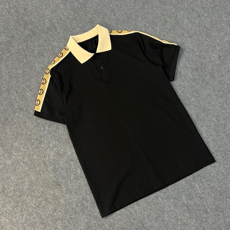 Áo Polo gg Cổ Trụ  Phối Viền Vai Sang Trọng Tinh Tế Áo Có 2 Màu Đen Trắng,Chất Liệu Cotton Co Dãn . Menswear Nam Shirt Có Cổ Ngắn Tay 