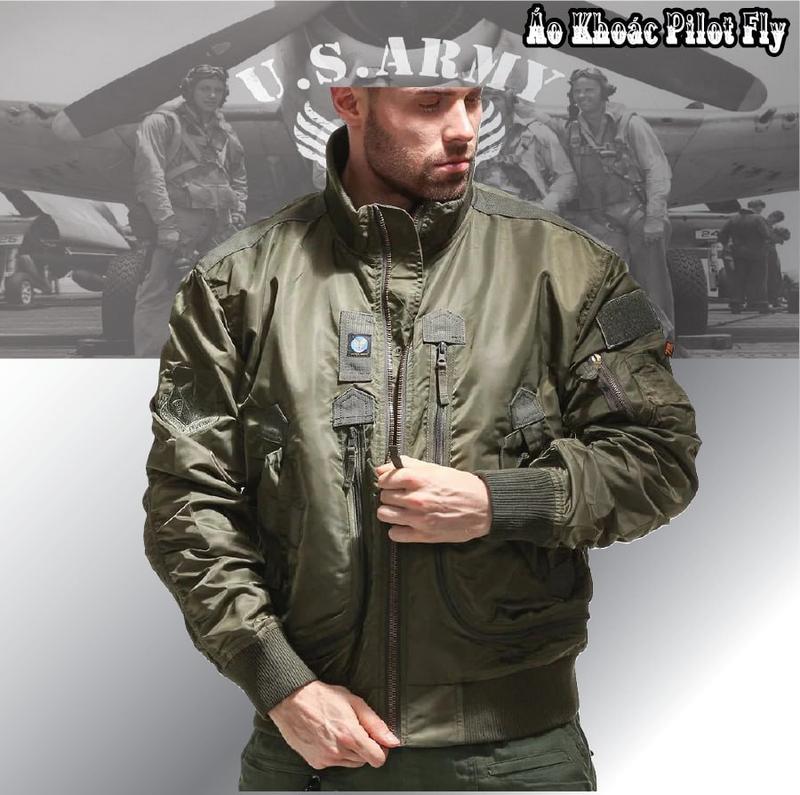 Áo Khoác Pilot Cổ Cao bản Mỏng 2 lớp