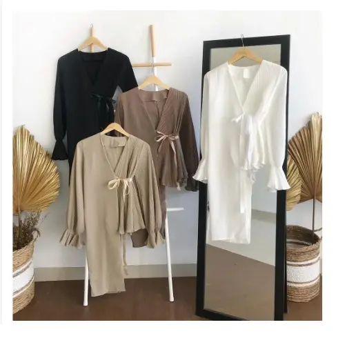 Blouse Polos ALUSAN Pleats Top / Ide Blouse  Plisket Lengan Panjang Wanita / Atasan Polos Murah Wanita - BG Baju Fit