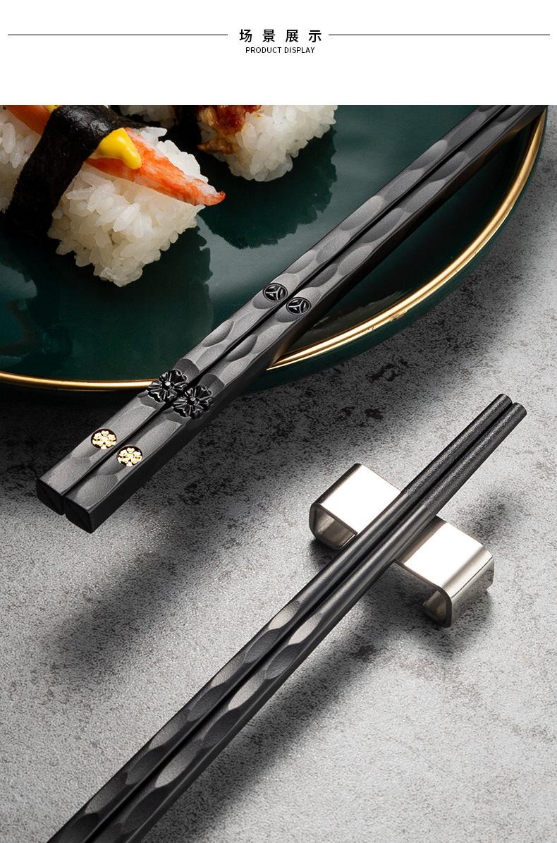 Product Introduction of 5 Pairs Japanese Chinese chopsticks Sushi Sticks Reusable Metal Korean Chopsticks Set Healthy Alloy Tableware Palillos Chinos 9