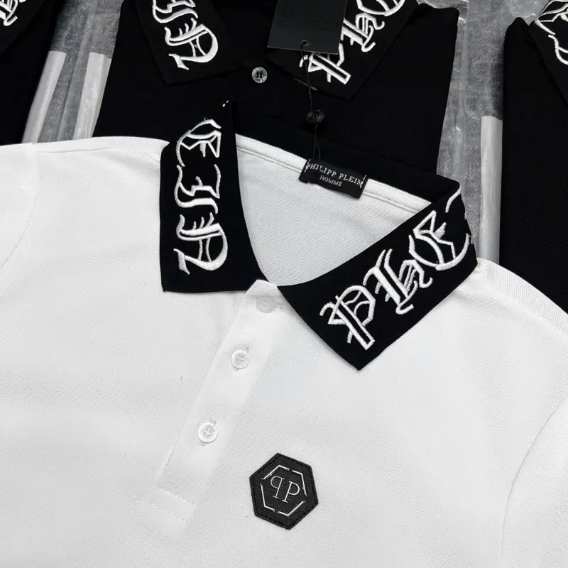 Áo Polo Nam Nữ Philipp Plein Thêu Cổ Logo QP Kim Loại Phối Cổ Dệt Kim Chữ Nổi Tabii Store