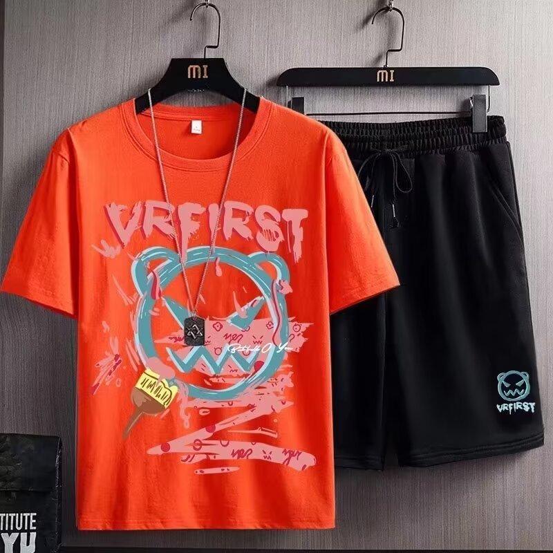 Product Introduction of Suits for Men Suits for Men 2024 New Summer Thin Handsome Clothes Sports Casual Wear Fashion Brand Suit Short T Shorts Two-Piece Set 7