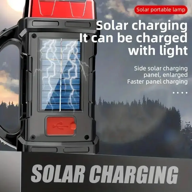 Portable Solar Flashlight, 1 Count Rechargeable Emergency Charging Flashlight, Suitable for Camping, Fishing and Emergency Scenarios 5