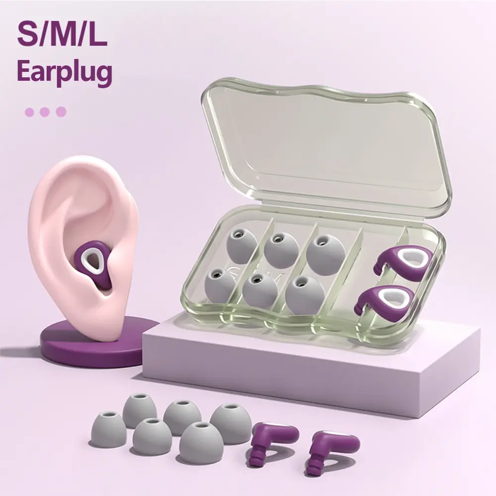 Silicone Noise Reduction Earplugs Soft Breathable Anti-noise Silent Earplugs Washable Reusable Sleeping Earplugs #451560