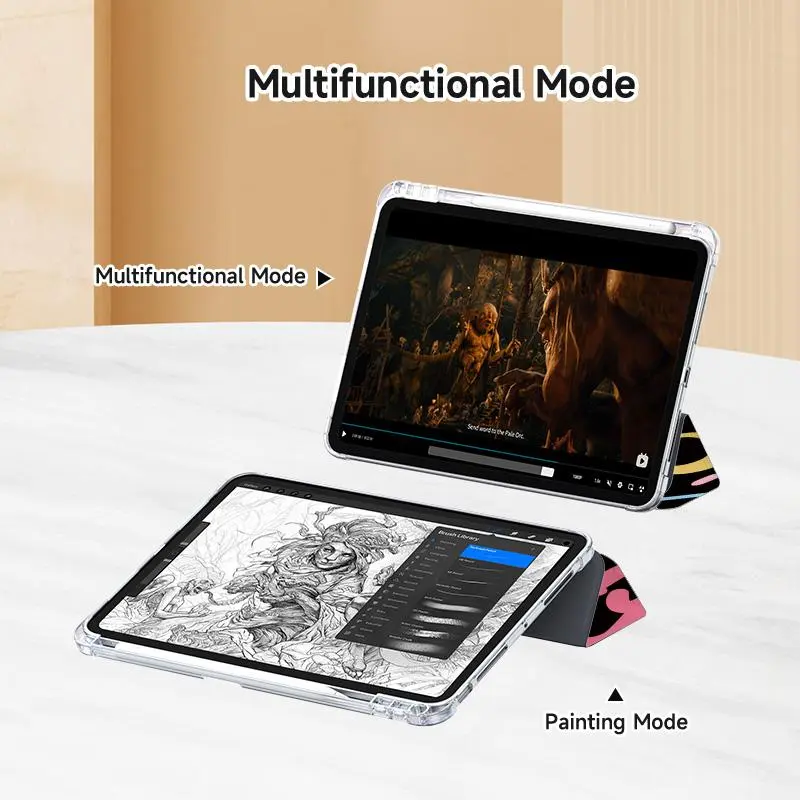 Cute Cat Pattern Tablet Case, Auto Sleep/Wake-Up Tablet Protective Cover with Pen Slot, Tablet Accessories Compatible with iPad 4