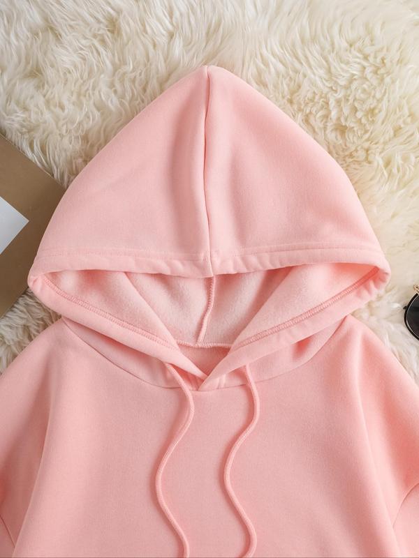 Women's Plus Size  Heart & Letter Print  Drawstring Hoodie, Fashion Casual Pocket Hooded Sweatshirt for Daily Wear, Women Clothing for Fall & Winter Valentine's Day, gift 6